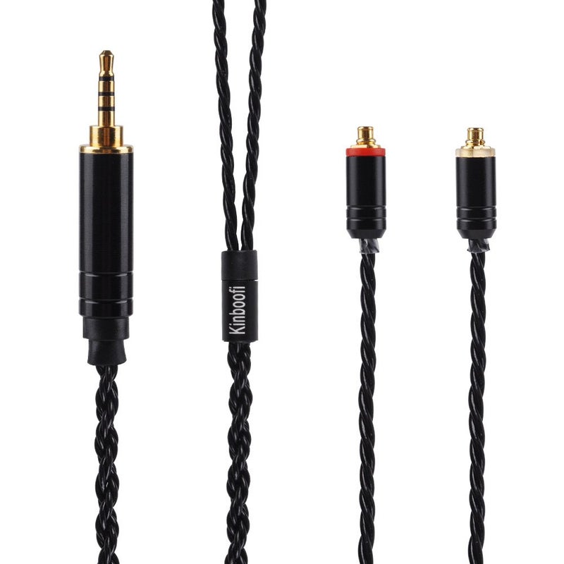 Kinboofi 6 Core Balanced Silver Plated Replacement Cable, Black MMCX Detachable Earphone Cable Replacement Earphone Wire for Shure 846 535 215 315 425 MAGAOSI K5 LZA4 A5 (2.5mm Audio Jack, MMCX) - Image 2